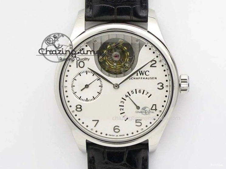 MIROTIME 0507 Sustainable Portuguese IW5444 SS White Dial RG Numbers On Brown Leather Strap A 7256